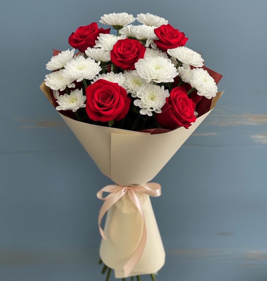 Букет цветов из: Розы и Хризантемы в Вольно-Донской