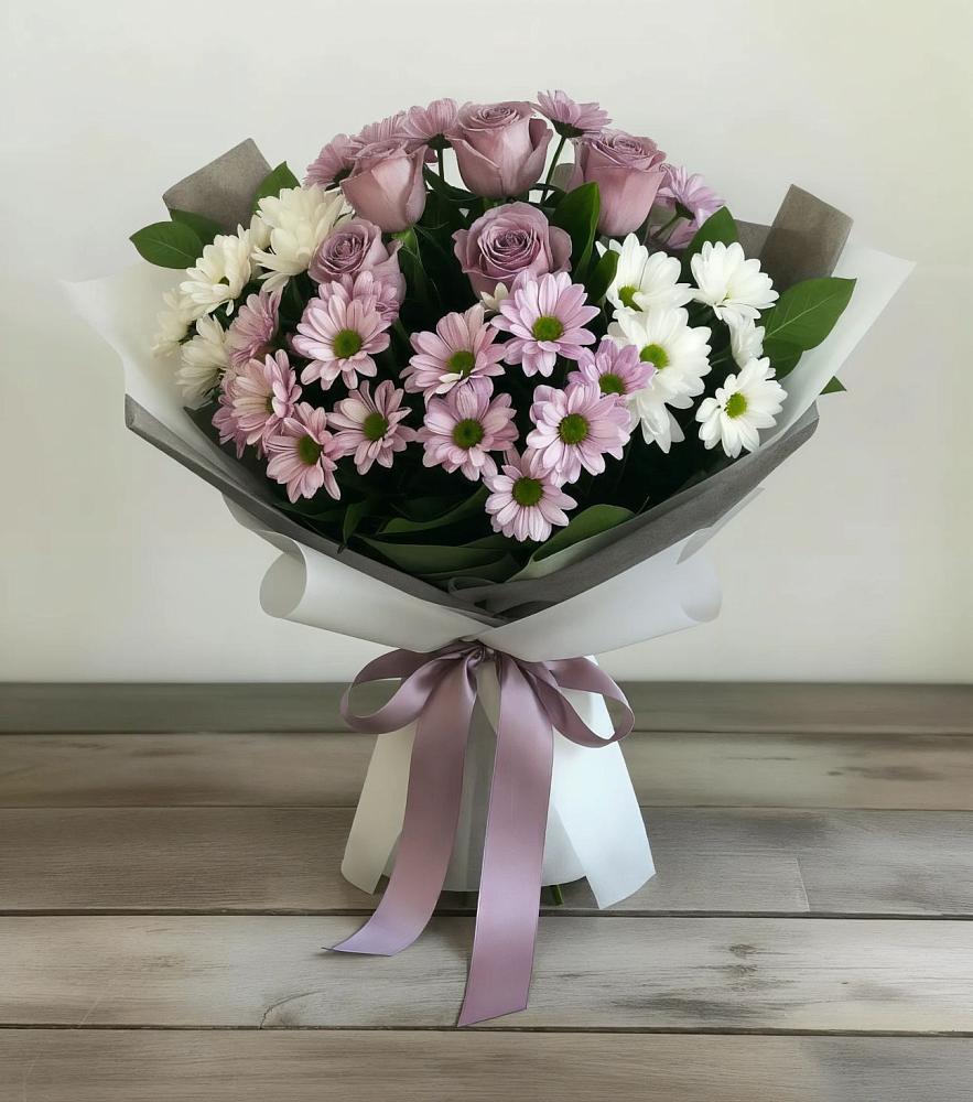 Букет цветов из: Хризантемы и Розы в Вольно-Донской