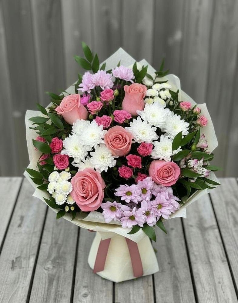 Букет цветов из: Альстромерии, Гвоздики, Розы и Хризантемы в Вольно-Донской