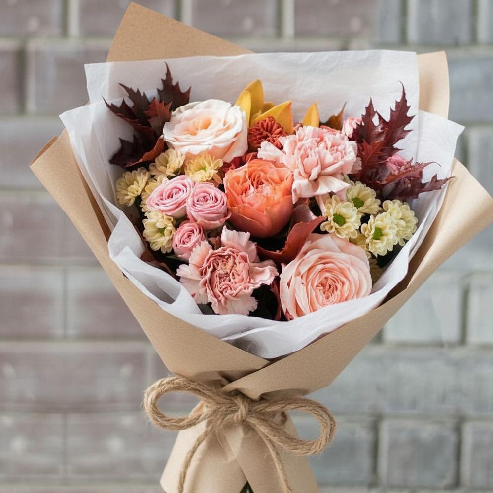 Букет цветов из: Гвоздики, Хризантемы и Розы в Вольно-Донской