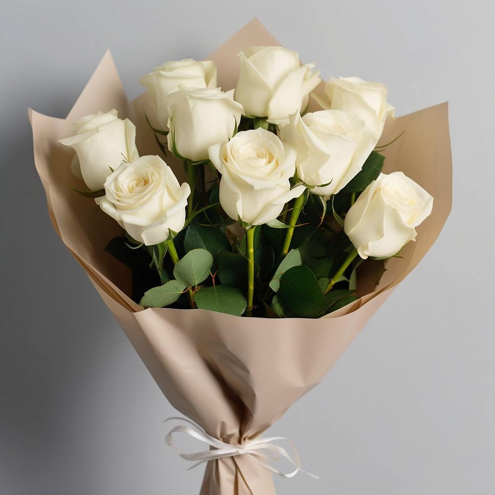 Букет 9 Белых роз Эдлесс Лав в Вольно-Донской