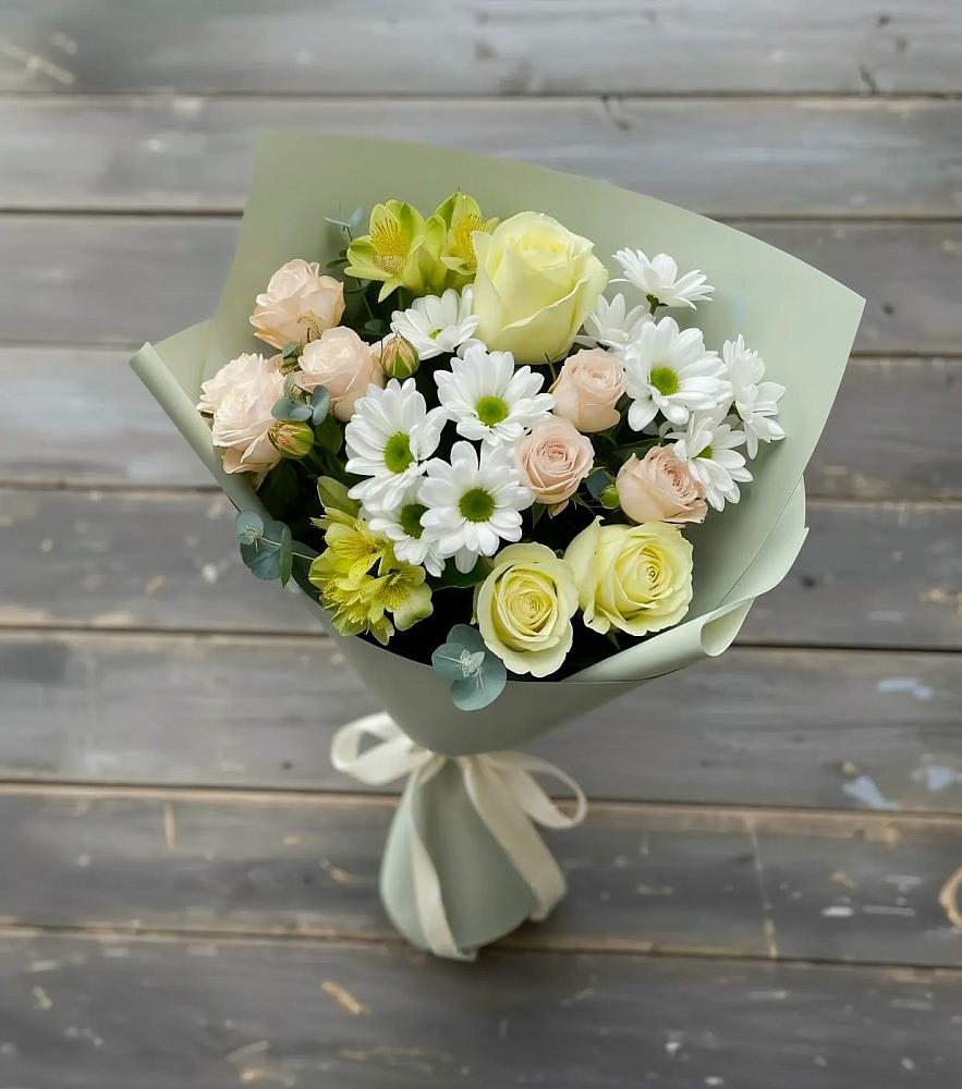 Букет цветов из: Альстромерии, Розы и Хризантемы в Вольно-Донской
