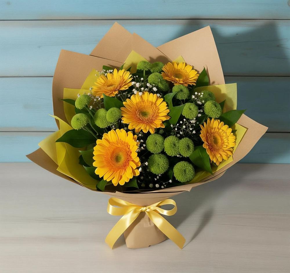 Букет цветов из: Герберы и Хризантемы в Вольно-Донской