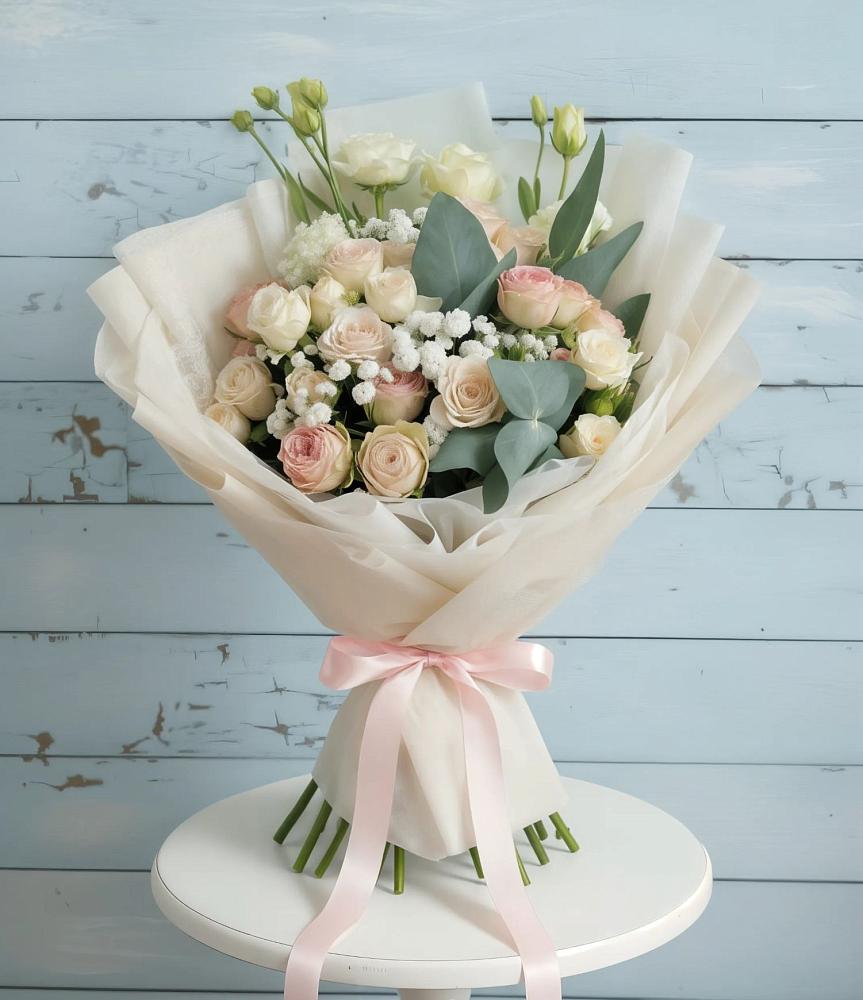 Букет цветов из: Розы и Лизиантусы в Вольно-Донской