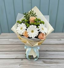 Букет цветов из:  Герберы, Розы и Хризантемы в Вольно-Донской