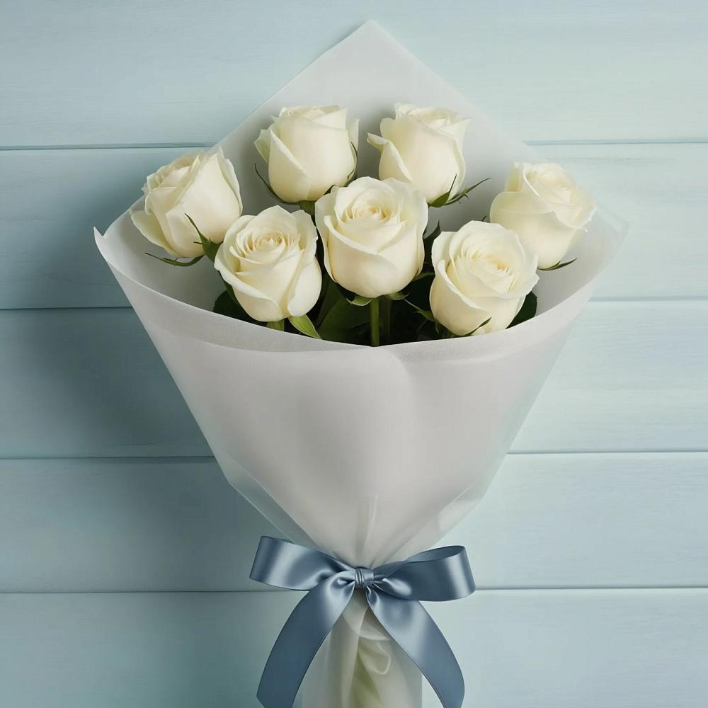 Букет 7 Белых роз Эдлесс Лав в Вольно-Донской